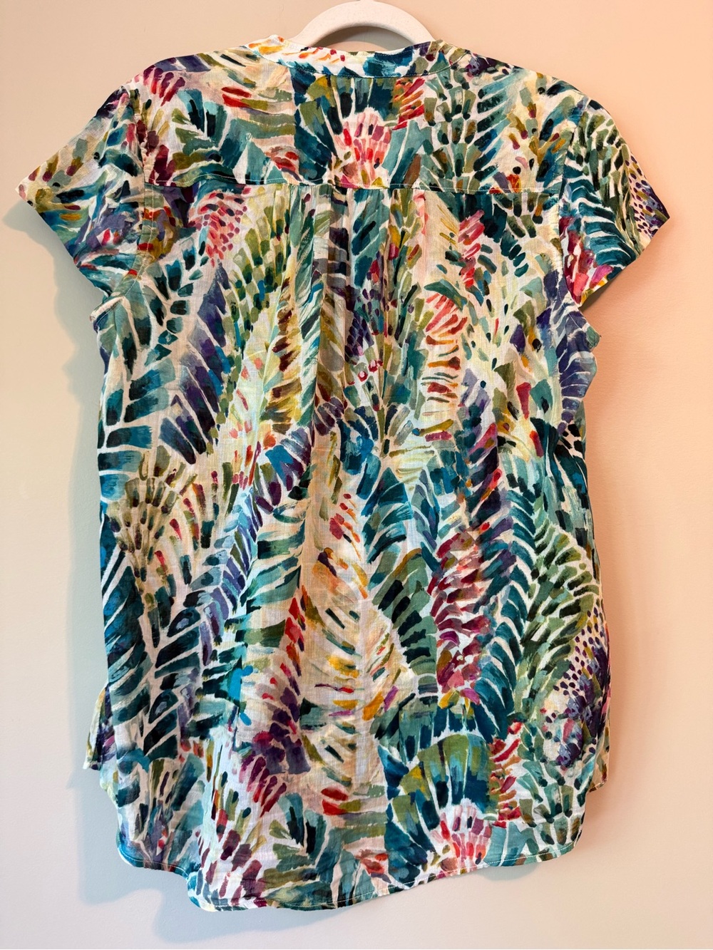 Soft Surroundings Botanical Print Cotton Button-Up Top Sz L VGUC - Picture 2 of 4